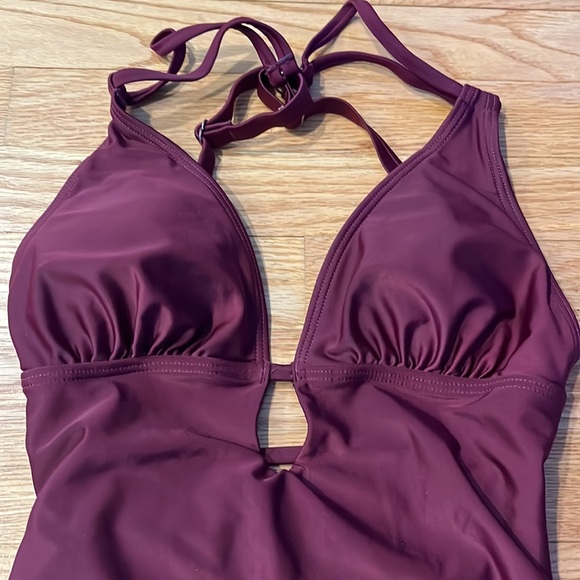 Maroon One Piece Bathing Suit - Picture 2 of 4